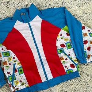 Vintage Windbreaker Wilson’s Tennis Jacket Seashell Colorblock Beach Large Funky